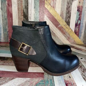 Cat Caterpillar NEW Ankle Boots InSide Zip Buckle Deep Green Brown Leather 7.5